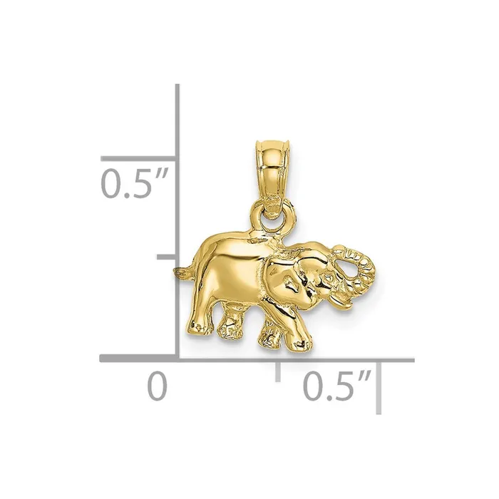 10K Polished Small Elephant Charm TreasureFineJewelers Charm Necklaces
