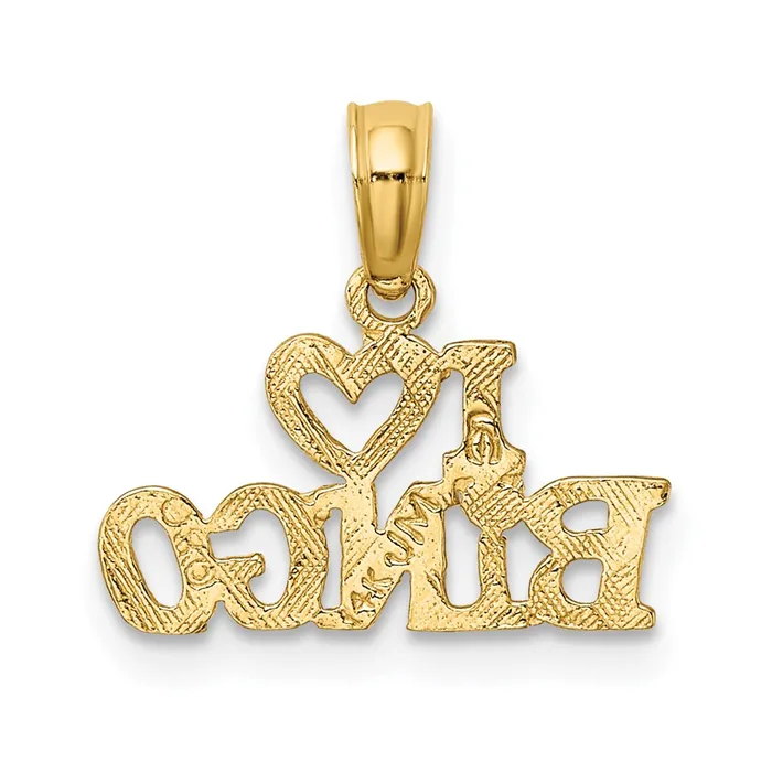 14K PolishedTextured I LOVE BINGO Charm TreasureFineJewelers Charm Necklaces