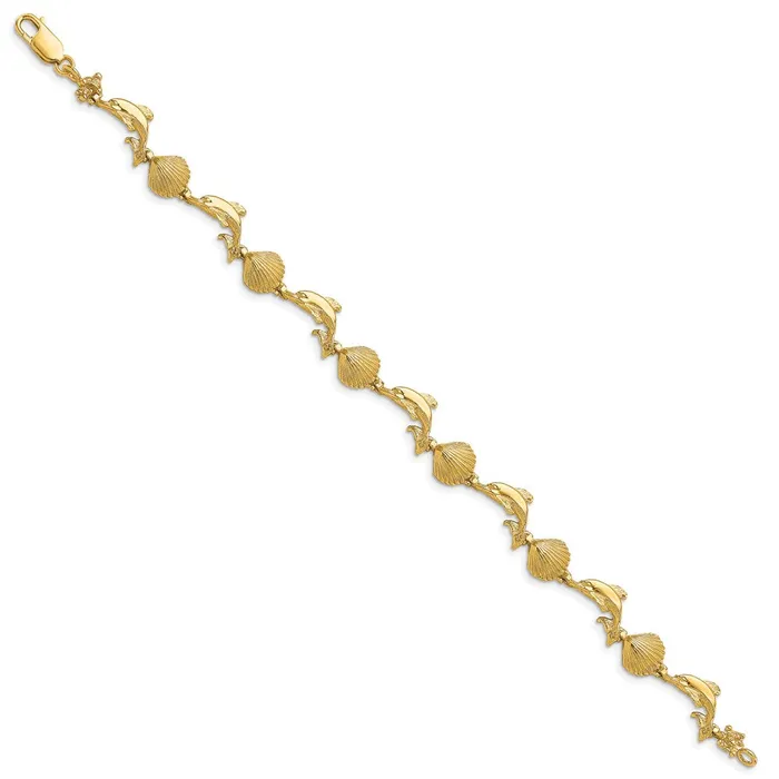 WB Choice Jewelry Bracelets 14K Dolphin and Shell BraceletWBCFB1610725 WB Choice Jewelry Bracelets 14K Dolphin and Shell BraceletWBCFB1610725