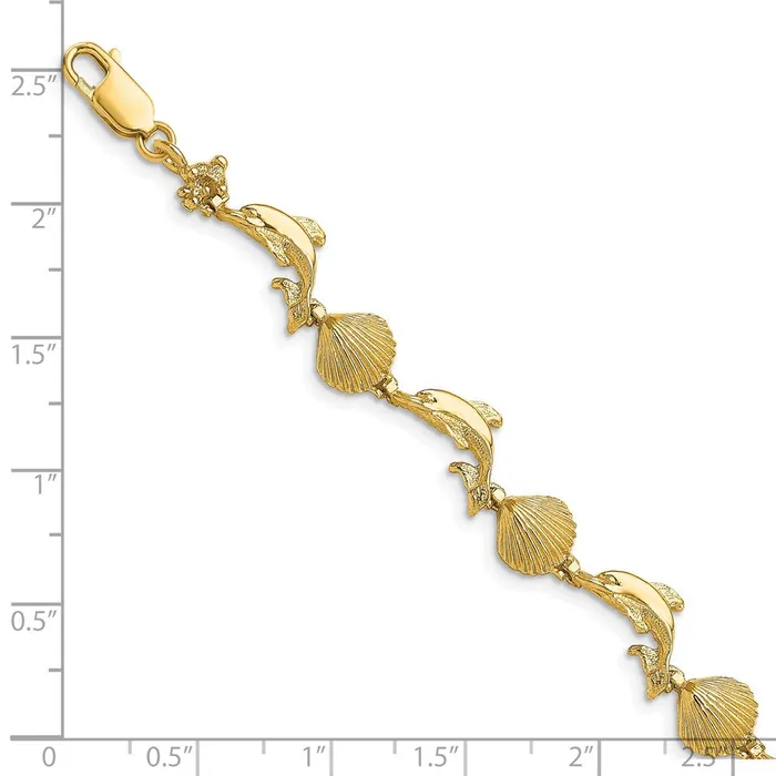 WB Choice Jewelry Bracelets 14K Dolphin and Shell BraceletWBCFB1610725 WB Choice Jewelry Bracelets 14K Dolphin and Shell BraceletWBCFB1610725