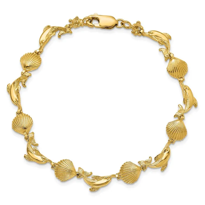 WB Choice Jewelry Bracelets 14K Dolphin and Shell BraceletWBCFB1610725 WB Choice Jewelry Bracelets 14K Dolphin and Shell BraceletWBCFB1610725