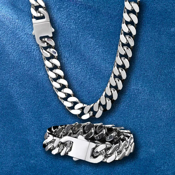 IceZeusShop PreStyled Sets 18k Gold Plated 9mm Stainless Steel Spring Buckle Cuban Chain IceZeusShop PreStyled Sets 18k Gold Plated 9mm Stainless Steel Spring Buckle Cuban Chain