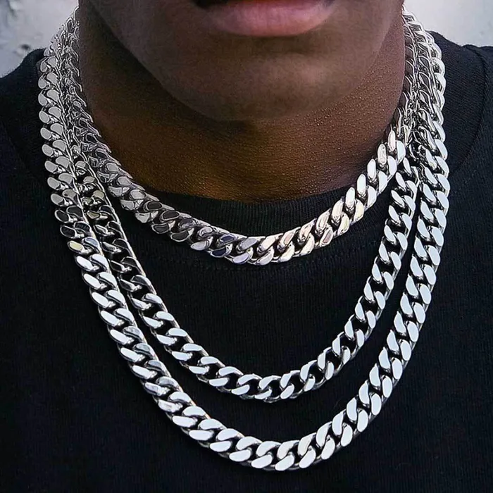 IceZeusShop PreStyled Sets 18k Gold Plated 9mm Stainless Steel Spring Buckle Cuban Chain IceZeusShop PreStyled Sets 18k Gold Plated 9mm Stainless Steel Spring Buckle Cuban Chain