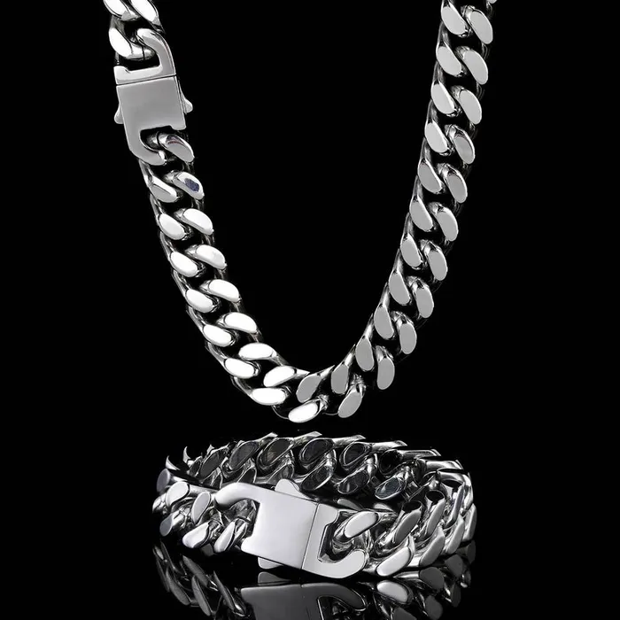 IceZeusShop PreStyled Sets 18k Gold Plated 9mm Stainless Steel Spring Buckle Cuban Chain IceZeusShop PreStyled Sets 18k Gold Plated 9mm Stainless Steel Spring Buckle Cuban Chain