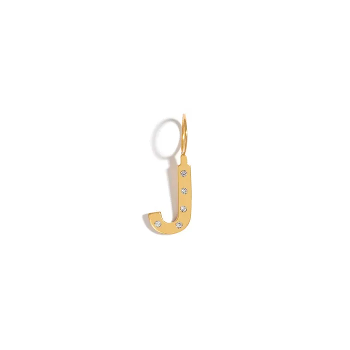Jack Vartanian Necklaces ROCK LETTER PENDANT IN 18K YELLOW GOLD PLATED SILVER WITH DIAMOND