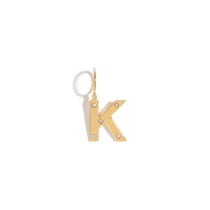 Jack Vartanian Necklaces ROCK LETTER PENDANT IN 18K YELLOW GOLD PLATED SILVER WITH DIAMOND