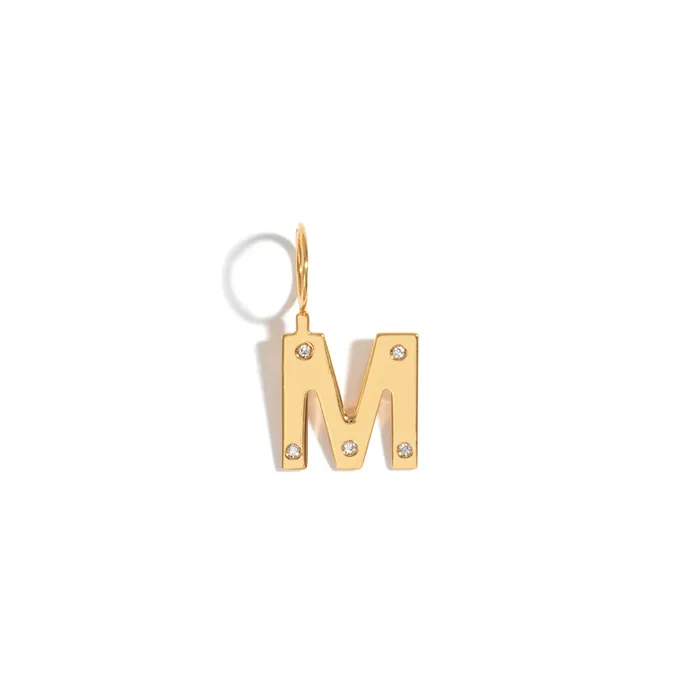 Jack Vartanian Necklaces ROCK LETTER PENDANT IN 18K YELLOW GOLD PLATED SILVER WITH DIAMOND