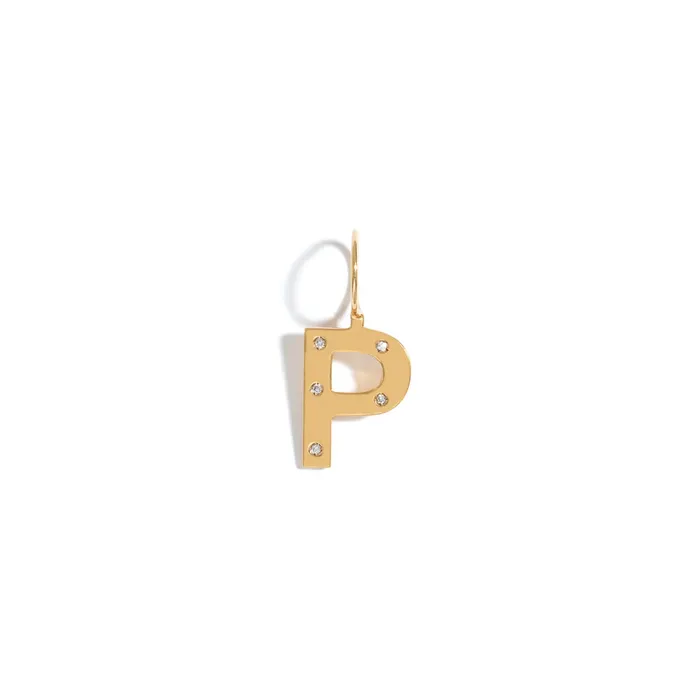 Jack Vartanian Necklaces ROCK LETTER PENDANT IN 18K YELLOW GOLD PLATED SILVER WITH DIAMOND