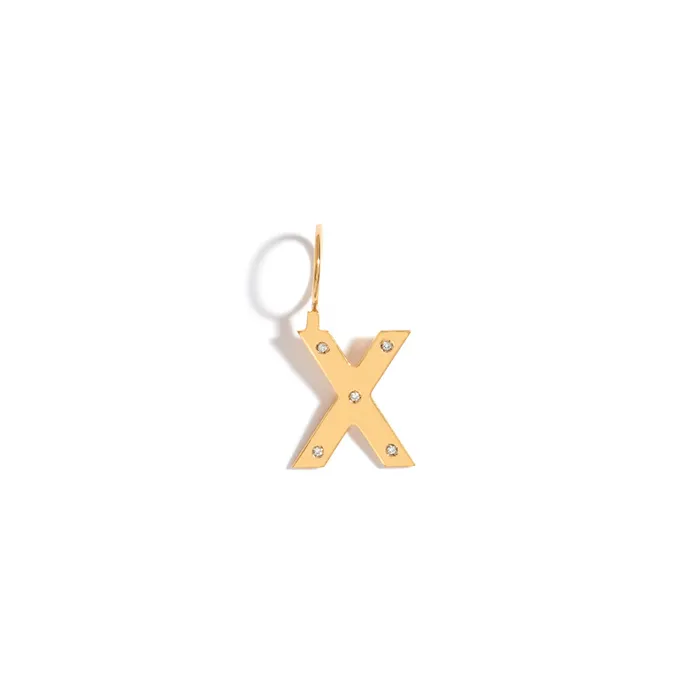 Jack Vartanian Necklaces ROCK LETTER PENDANT IN 18K YELLOW GOLD PLATED SILVER WITH DIAMOND