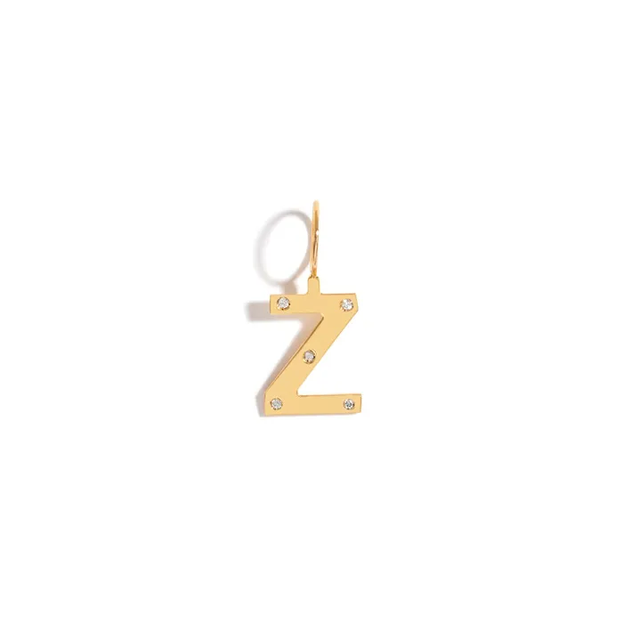 Jack Vartanian Necklaces ROCK LETTER PENDANT IN 18K YELLOW GOLD PLATED SILVER WITH DIAMOND