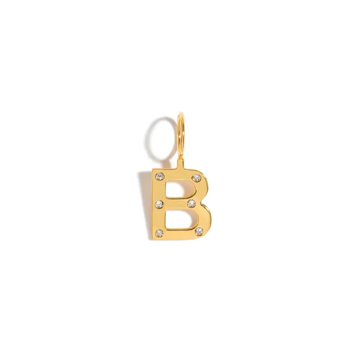 Jack Vartanian Necklaces ROCK LETTER PENDANT IN 18K YELLOW GOLD PLATED SILVER WITH DIAMOND