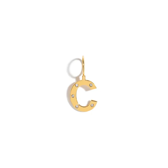 Jack Vartanian Necklaces ROCK LETTER PENDANT IN 18K YELLOW GOLD PLATED SILVER WITH DIAMOND
