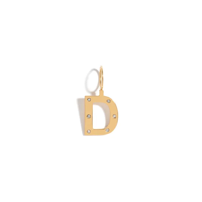 Jack Vartanian Necklaces ROCK LETTER PENDANT IN 18K YELLOW GOLD PLATED SILVER WITH DIAMOND
