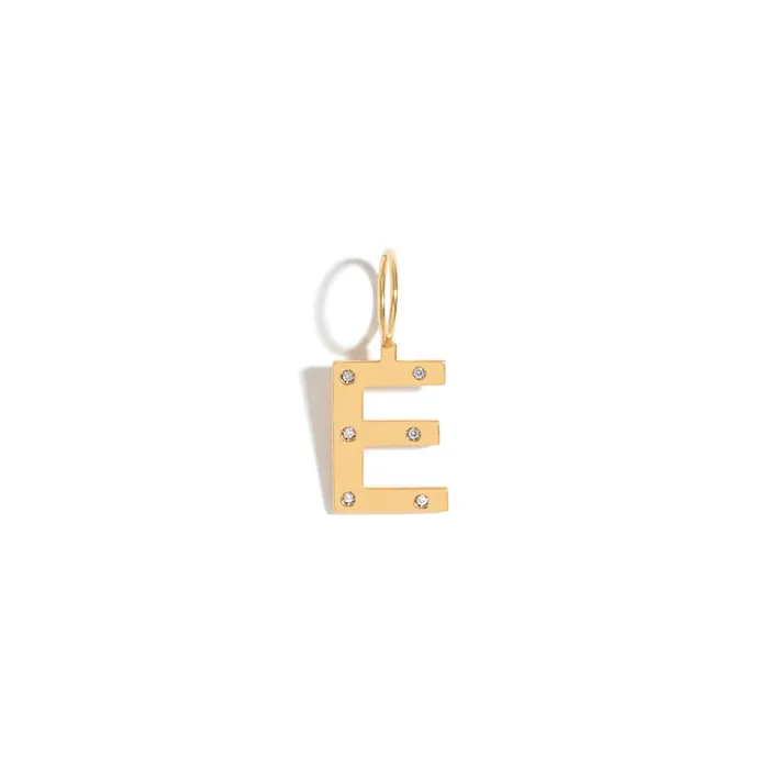 Jack Vartanian Necklaces ROCK LETTER PENDANT IN 18K YELLOW GOLD PLATED SILVER WITH DIAMOND