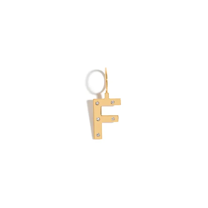 Jack Vartanian Necklaces ROCK LETTER PENDANT IN 18K YELLOW GOLD PLATED SILVER WITH DIAMOND