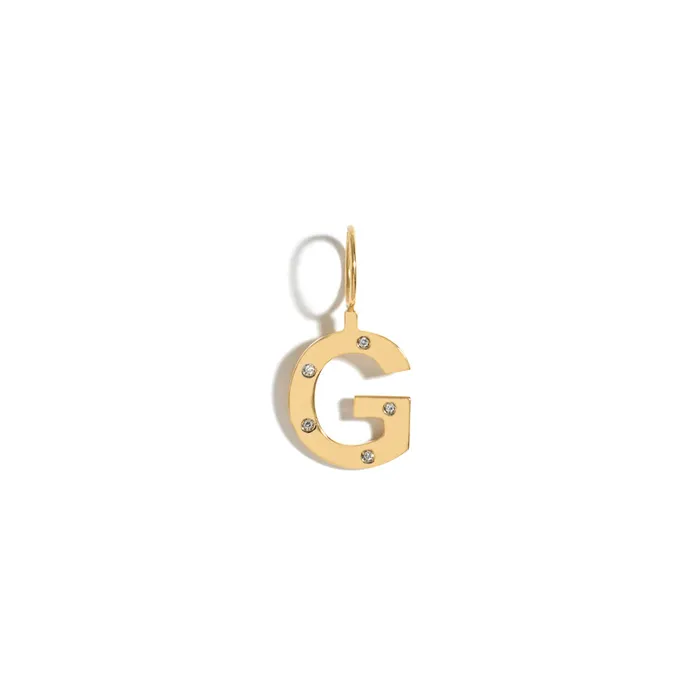 Jack Vartanian Necklaces ROCK LETTER PENDANT IN 18K YELLOW GOLD PLATED SILVER WITH DIAMOND