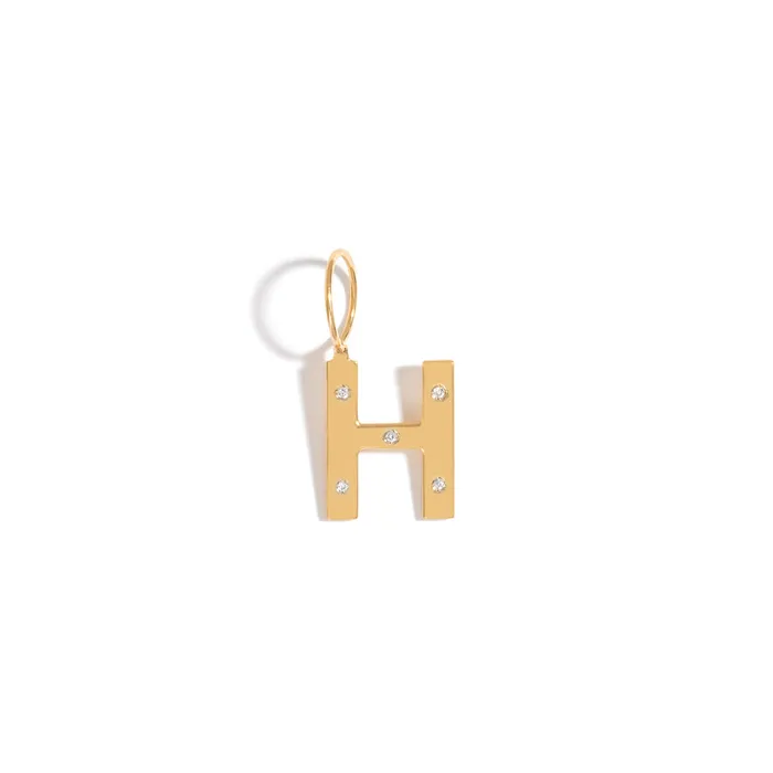 Jack Vartanian Necklaces ROCK LETTER PENDANT IN 18K YELLOW GOLD PLATED SILVER WITH DIAMOND