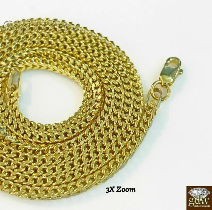 10k Gold Ankh Cross Charm Pendant Franco Chain 22 24 26 28 Real Gold and Diamond Necklaces