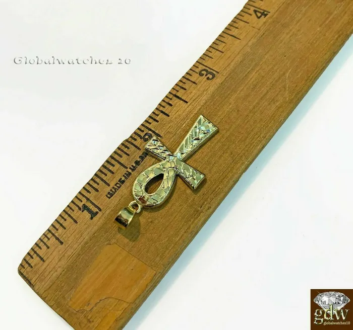 10k Gold Ankh Cross Charm Pendant Franco Chain 22 24 26 28 Real Gold and Diamond Necklaces