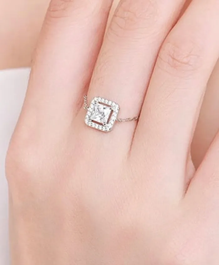 Sterling Silver Adjustable Princess CZ Ring Sophiareneboutiquecom Rings Sterling Silver Adjustable Princess CZ Ring Sophiareneboutiquecom Rings