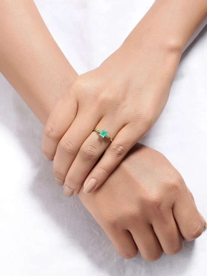 078 Ct Green Onyx Solid 10k Yellow Gold Ring Jewelry YoTreasure Rings