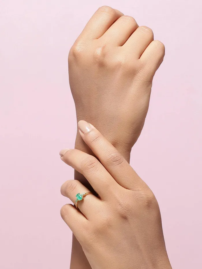 078 Ct Green Onyx Solid 10k Yellow Gold Ring Jewelry YoTreasure Rings