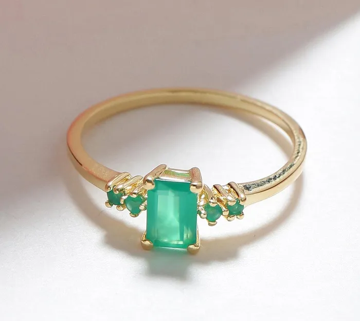 078 Ct Green Onyx Solid 10k Yellow Gold Ring Jewelry YoTreasure Rings