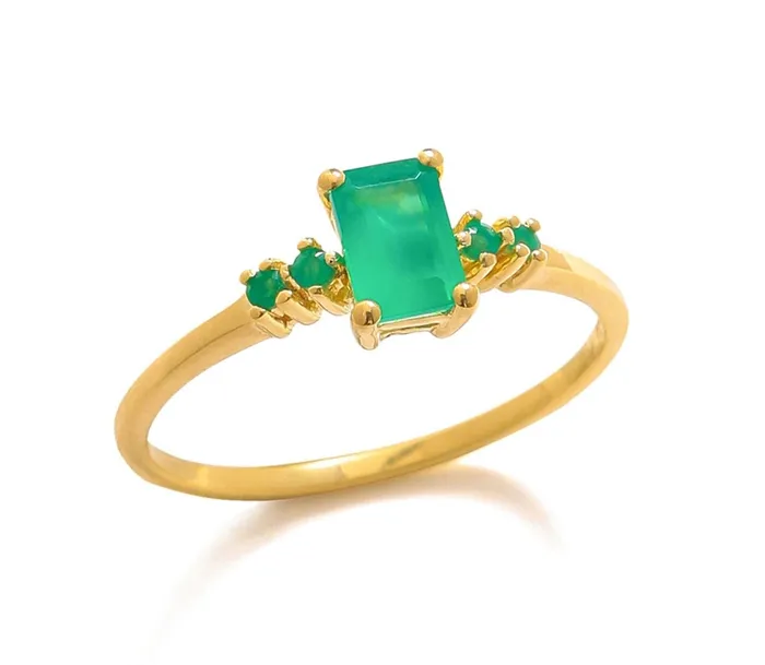 078 Ct Green Onyx Solid 10k Yellow Gold Ring Jewelry YoTreasure Rings