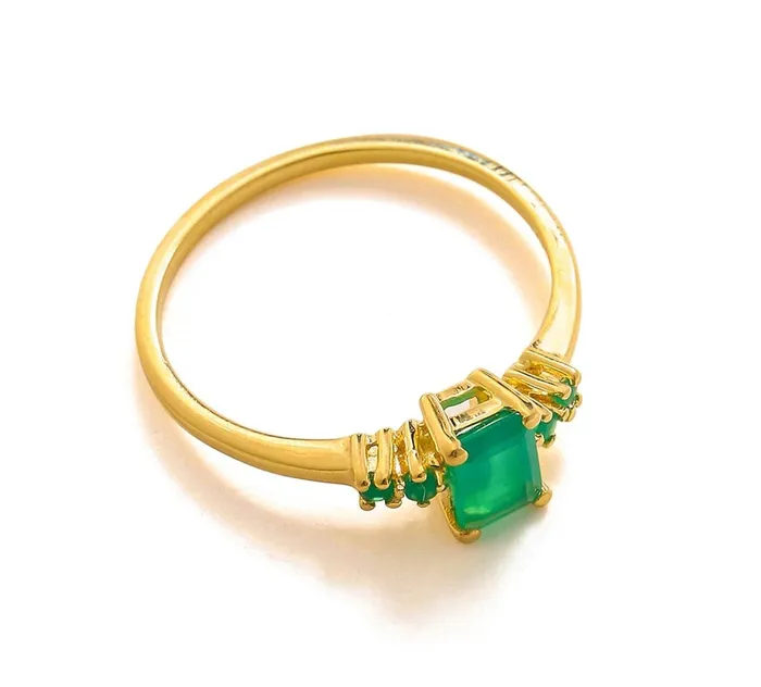 078 Ct Green Onyx Solid 10k Yellow Gold Ring Jewelry YoTreasure Rings