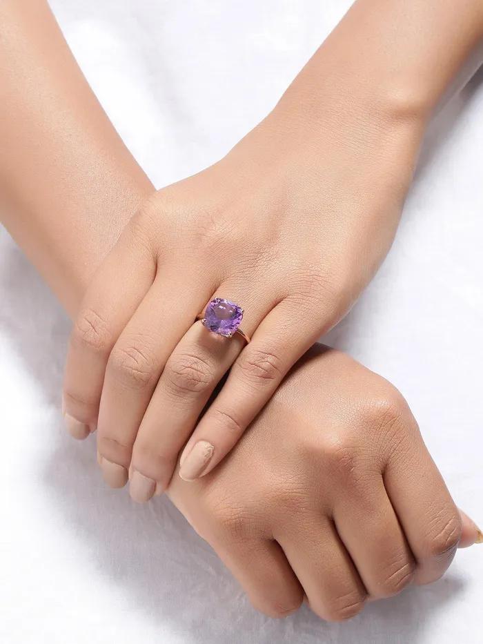 585 Ct Amethyst Solid 10k Rose Gold Ring Jewelry YoTreasure Rings