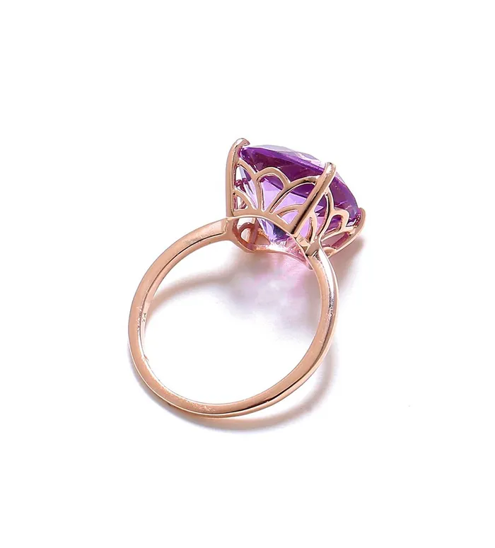 585 Ct Amethyst Solid 10k Rose Gold Ring Jewelry YoTreasure Rings
