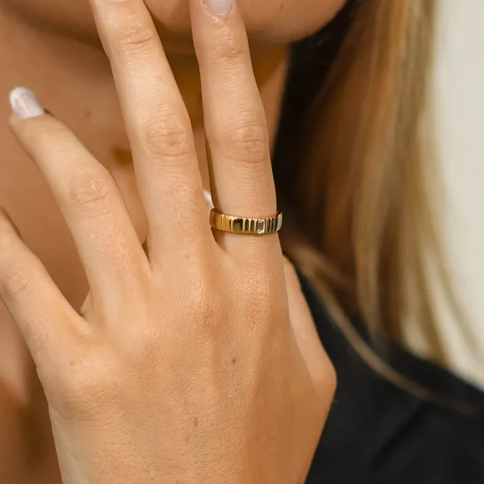 Baguette Ridges Open Ring Camile Stone Rings Baguette Ridges Open Ring Camile Stone Rings