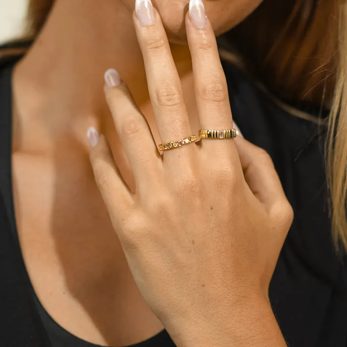 Baguette Ridges Open Ring Camile Stone Rings Baguette Ridges Open Ring Camile Stone Rings