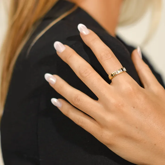 Baguette Ridges Open Ring Camile Stone Rings Baguette Ridges Open Ring Camile Stone Rings