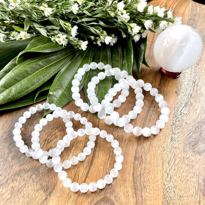 Bracelets Lily Rose Jewelry Last one Selenite Satin Spar Cleansing Spiritual Protector Premium Collection 10mm Stretch Bracelet