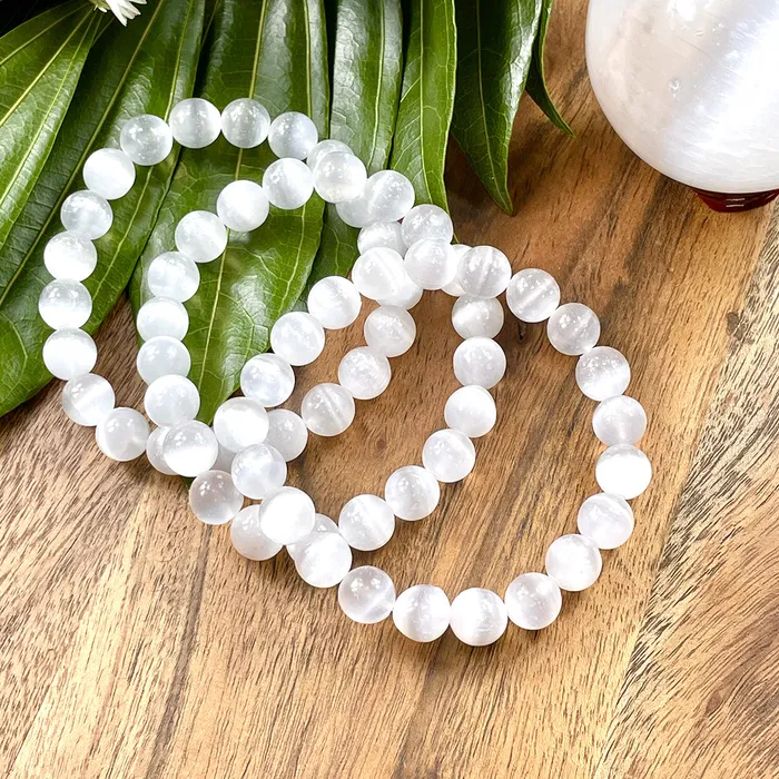 Bracelets Lily Rose Jewelry Last one Selenite Satin Spar Cleansing Spiritual Protector Premium Collection 10mm Stretch Bracelet