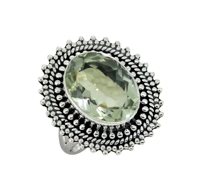 Green Amethyst Solid 925 Sterling Silver Designer Ring Jewelry YoTreasure Rings