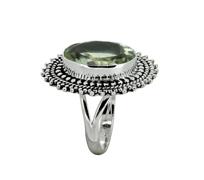 Green Amethyst Solid 925 Sterling Silver Designer Ring Jewelry YoTreasure Rings
