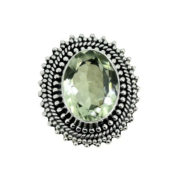 Green Amethyst Solid 925 Sterling Silver Designer Ring Jewelry YoTreasure Rings