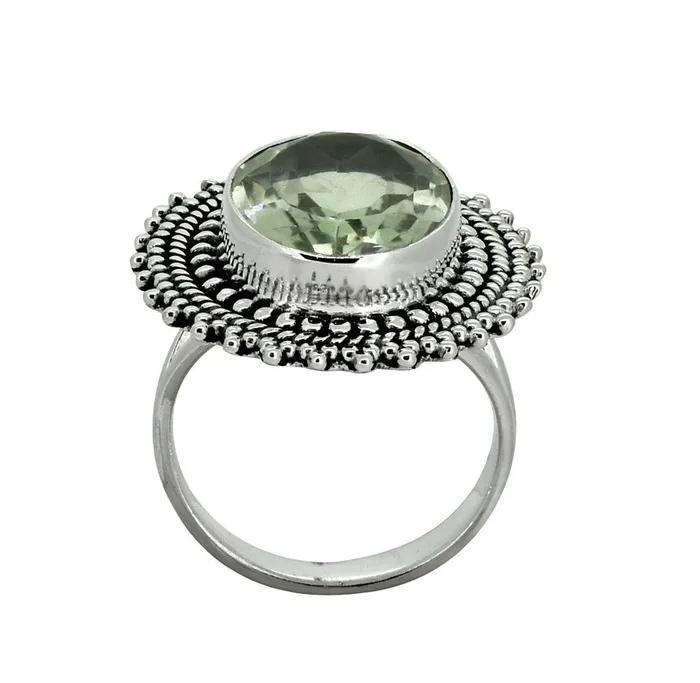 Green Amethyst Solid 925 Sterling Silver Designer Ring Jewelry YoTreasure Rings