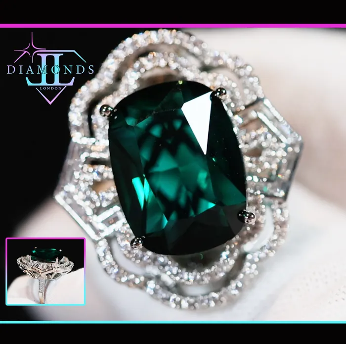 Green Statement Ring Green Diamond Ring Big Diamond Engagement Ring Lab Diamonds London Rings Green Statement Ring Green Diamond Ring Big Diamond Engagement Ring Lab Diamonds London Rings