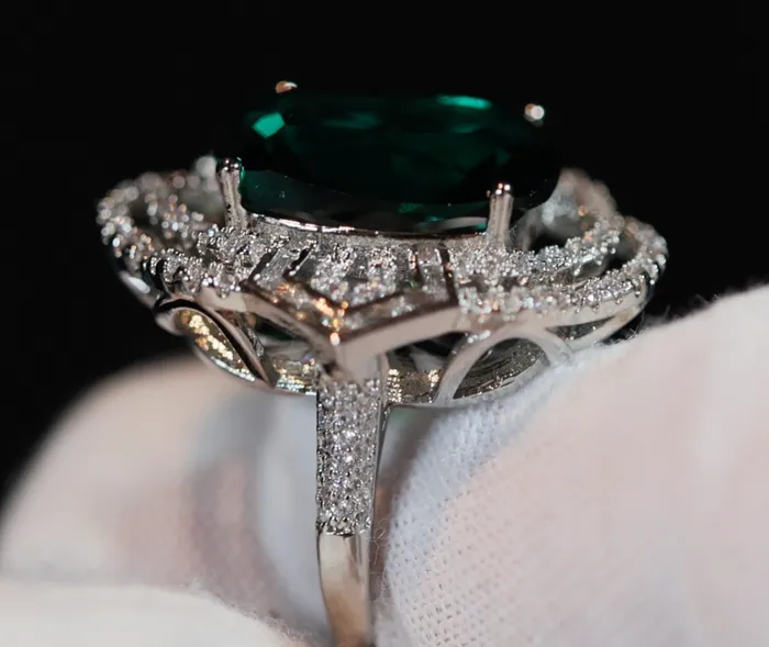 Green Statement Ring Green Diamond Ring Big Diamond Engagement Ring Lab Diamonds London Rings