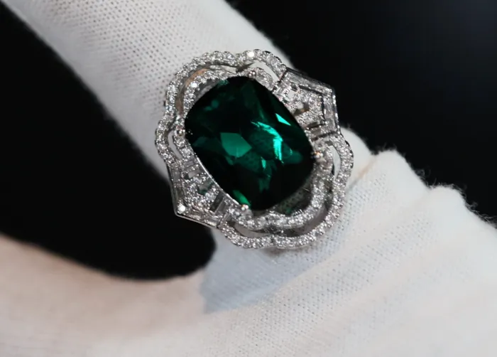 Green Statement Ring Green Diamond Ring Big Diamond Engagement Ring Lab Diamonds London Rings