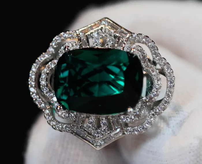 Green Statement Ring Green Diamond Ring Big Diamond Engagement Ring Lab Diamonds London Rings