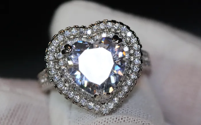 Heart Ring Heart Rings Iced Out Heart Ring Halo Ring Double Halo Ring Heart Shape Ring Womens Diamond ring Diamond Heart Ring Lab Diamonds London Rings