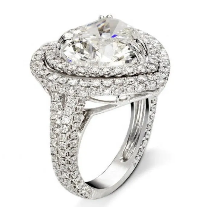 Heart Ring Heart Rings Iced Out Heart Ring Halo Ring Double Halo Ring Heart Shape Ring Womens Diamond ring Diamond Heart Ring Lab Diamonds London Rings