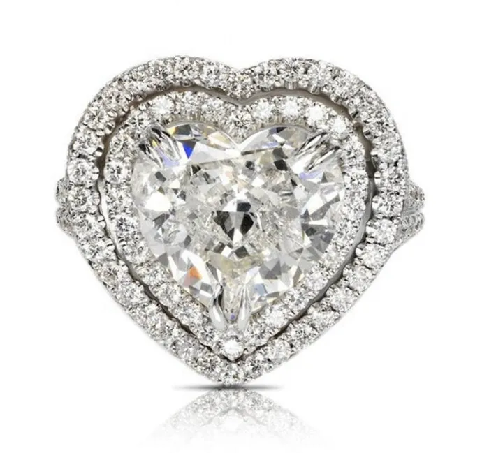 Heart Ring Heart Rings Iced Out Heart Ring Halo Ring Double Halo Ring Heart Shape Ring Womens Diamond ring Diamond Heart Ring Lab Diamonds London Rings