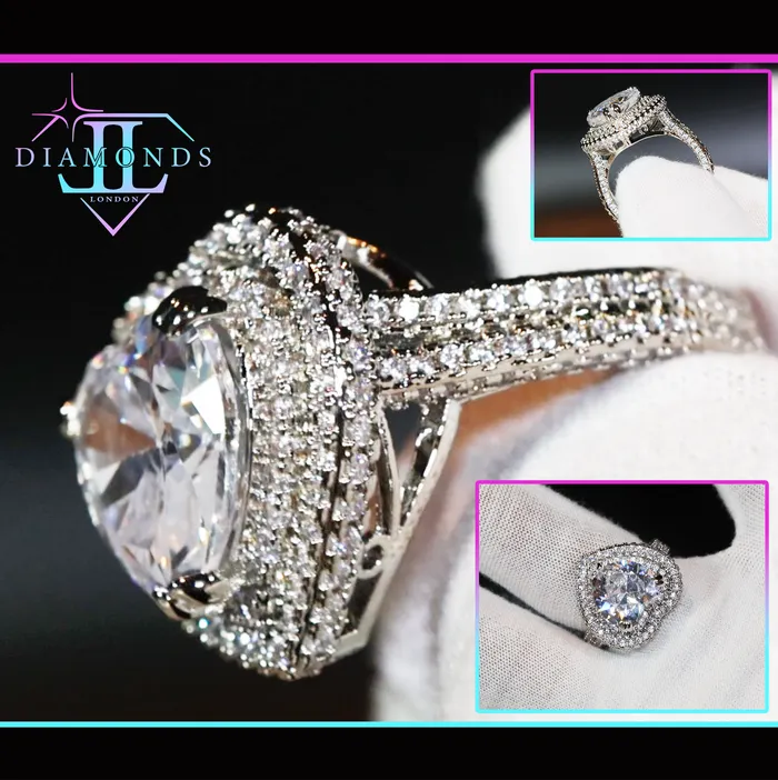 Heart Ring Heart Rings Iced Out Heart Ring Halo Ring Double Halo Ring Heart Shape Ring Womens Diamond ring Diamond Heart Ring Lab Diamonds London Rings