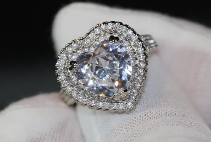 Heart Ring Heart Rings Iced Out Heart Ring Halo Ring Double Halo Ring Heart Shape Ring Womens Diamond ring Diamond Heart Ring Lab Diamonds London Rings
