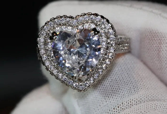 Heart Ring Heart Rings Iced Out Heart Ring Halo Ring Double Halo Ring Heart Shape Ring Womens Diamond ring Diamond Heart Ring Lab Diamonds London Rings